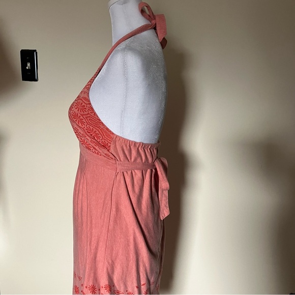 Athleta Pink Balsa Burnout Floral Halter Dress size Small - Picture 7 of 9